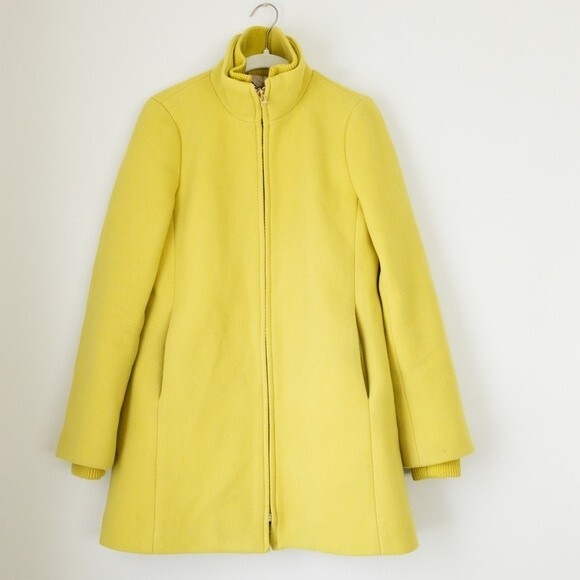 J. Crew Stadium Cloth Wool Cocoon Coat Citron Yellow Size 4 - Picture 4 of 11